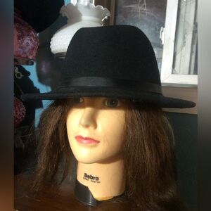 Black Wool Fedora Hat-XL